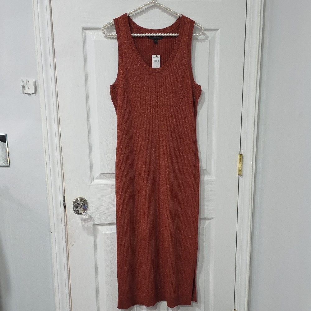 Banana Republic Sleeveless Knit Midi Dress in Rust